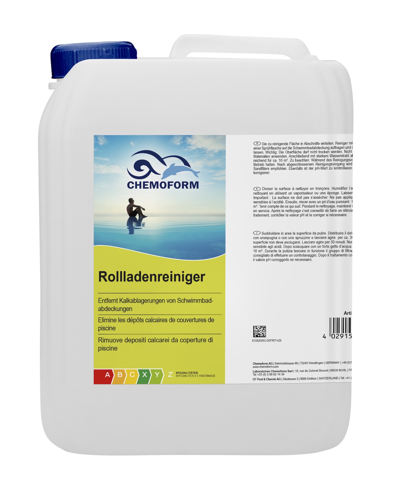 Chemoform Rolladenreiniger 5 l entfernt Kalkablagerungen auf Pool Rollläden